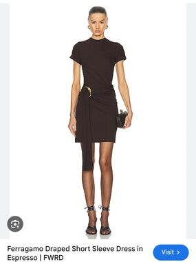 NWT $1995 Ferragamo chocolate brown twist dress IT38